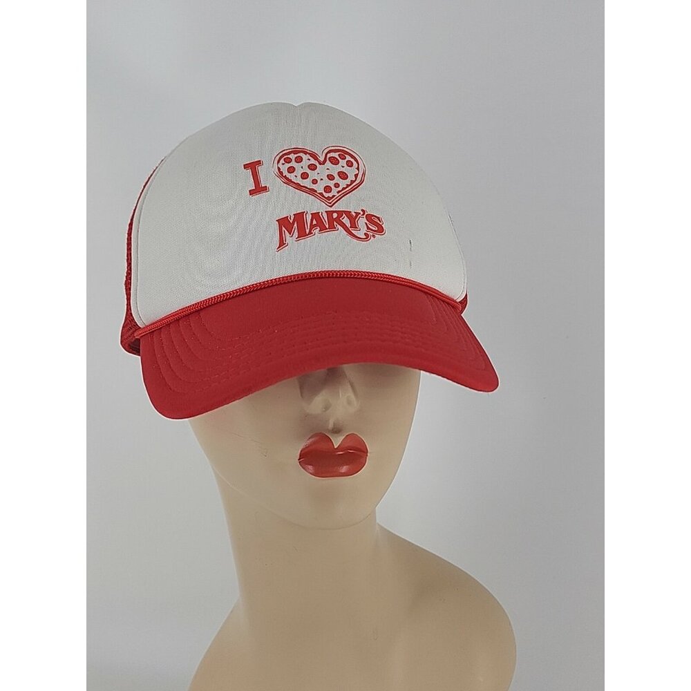 I Love Mary's, Snapback Truckers Hat Pizza Heart Advertisement Restaurant